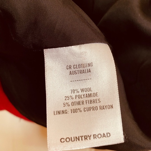 🌱 COUNTRY ROAD Sz L Red Wool Military Style Coat - Picture 7 of 12